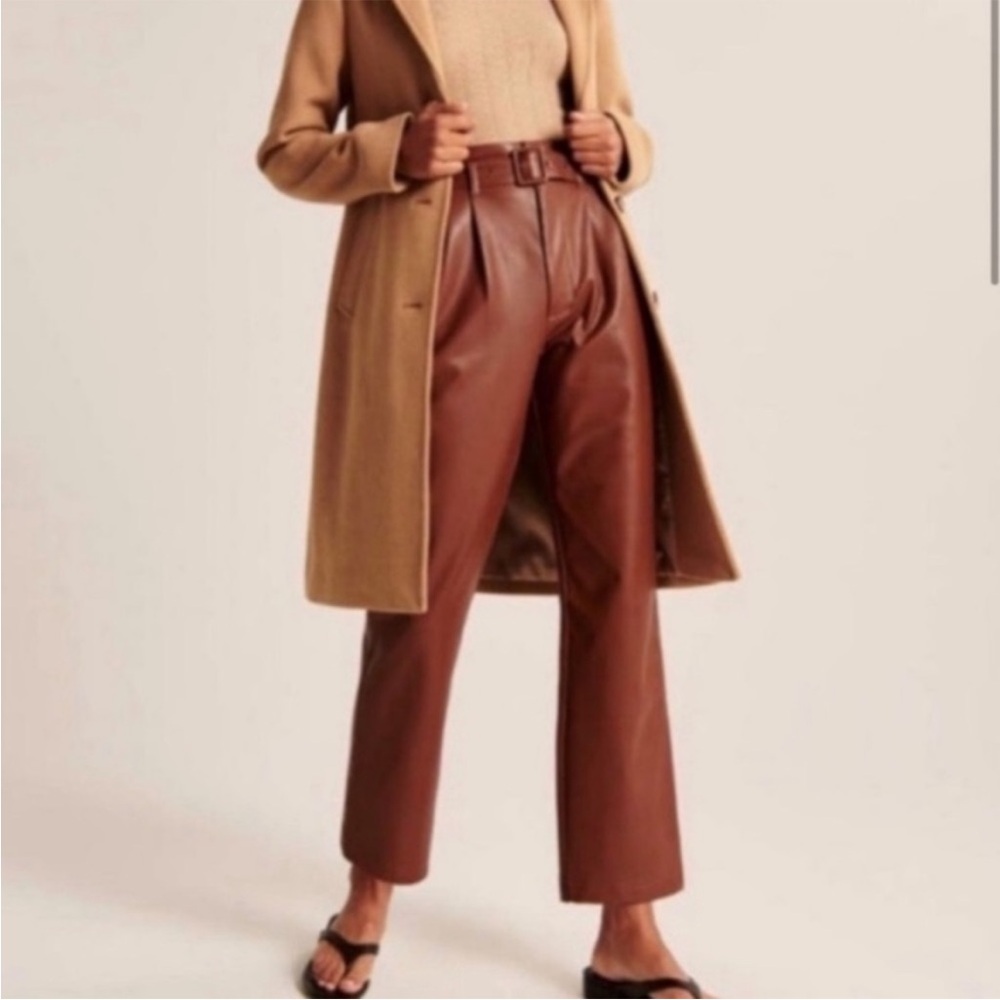 Abercrombie & Fitch Cropped Faux Leather Brown Pant Size XS